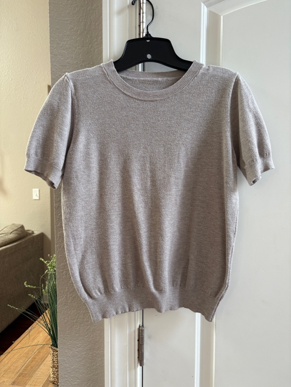 SHEIN Taupe Short Sleeve Knit Top